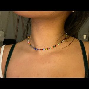 rainbow beaded choker !! 🤍